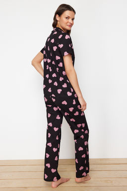 Trendyolmilla Beyaz %100 Pamuklu Kalpli Orme Pijama Tak?m? THMSS24PT00337 фото 6