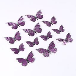 Цена за 2 шт. Топпер для торта «Бабочки», двухслойные, набор 12 шт., фиолетовый