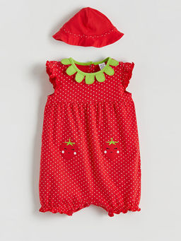 ?ilek Desenli K?z Bebek Tulum ve ?apka