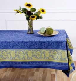 Скатерть Премиум Бабочки-желт/син. 140*170 см. п/лен - Лен поволжья фото 2