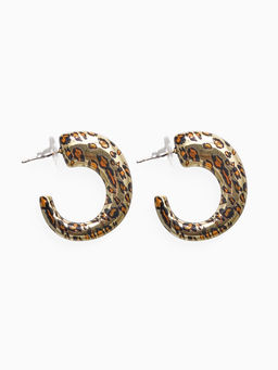 Серьги пластик Леопард, цвет золото