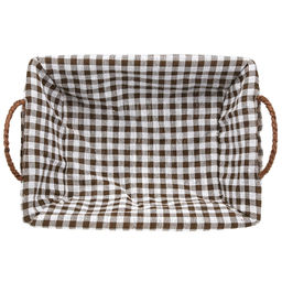 Корзина-сухарница плетеная Сластена 26х19см h7,5см, рисовая бумага, шоколадный, с ручками, металлический каркас, чехол хлопок на резинке, форма прямоугольная (Китай) - Домашняя Мода фото 3