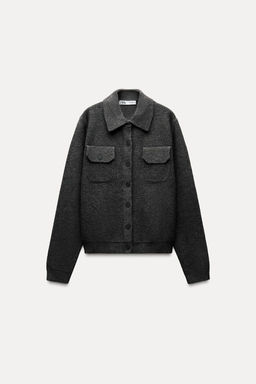 PLAIN KNIT POLO COLLAR JACKET - Zara фото 3