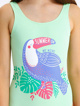 Купальник для девочек светло-салатовый с птичкой - Mark formelle фото 4