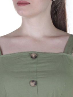826 GREEN Платье хлопковое с поясом Fashion