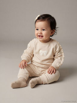 Dantel Detayl? K?z Bebek Sweatshirt ve E?ofman Alt?