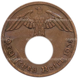 Монета 1 рейхспфенниг 1938 года A Германия