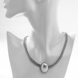 Колье Жемчужина овал, белое в серебре, 40 см