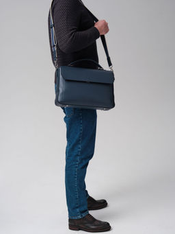 Мужская кожаная сумка Levi DBR 7115 насыщенный синий  фото 5