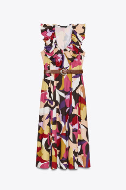 PRINTED POPLIN MIDI DRESS - Zara фото 8