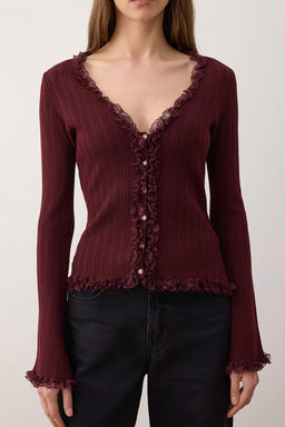 Murdum Dantel Garnili Premium/Ozel Iplikli Fitted/Vucuda Oturan Triko H?rka TWOAW26HI00098