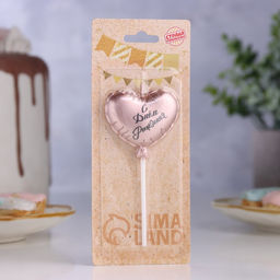 Свеча в торт Воздушный шарик. Сердечко, 5,5 см. розовое золото - Страна карнавалия фото 2