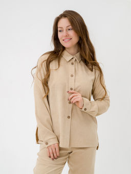 Рубашка вельветовая светло бежевая - Odis фото 8