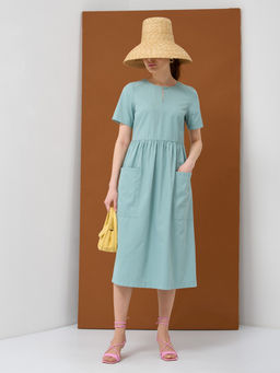 Платье хлопок OD-795-1 с планкой св.зеленое OD-795-1 - Tantino фото 2