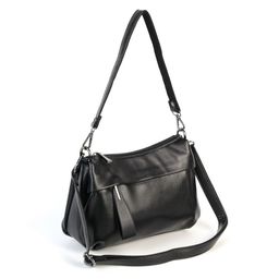 Женская кожаная сумка через плечо с тремя отделениями 19592-3 Блек