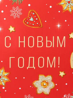 Цена за 2 шт. Пакет подарочный новогодний ламинированный «С новым годом!», 18×22.3×10 см
