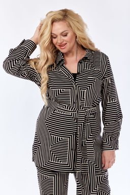 Костюм Элль стиль 2299 бежевый/черный принт  фото 9