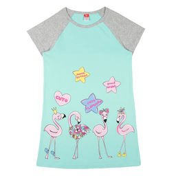 CAJ 5432 Платье модель "туника" для девочки, светло-бирюзовый