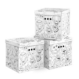 VAL KCTN-RS-3K Короб картонный, складной, квадратный, 31.5*31.5*31.5 см, набор 3 шт., РАСКРАСЬ САМ, шт