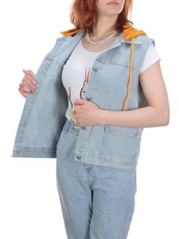 803 BLUE/BLACK Джинсовый жилет женский (100% хлопок) - Фабричный китай фото 28
