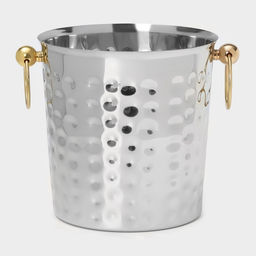 Ведро для льда «Чеканный», 5.2 л, 25×20×20.5 см, нержавеющая сталь, золотые ручки