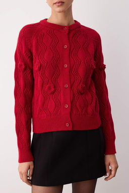 K?rm?z? Ajurlu Gul Detayl? Yumusak Dokulu Triko H?rka TWOAW26HI00071 - Trendyolmilla фото 3