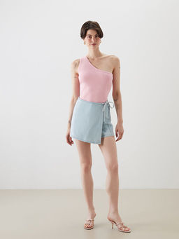 Tek Omuz Crop Kad?n Triko Atlet