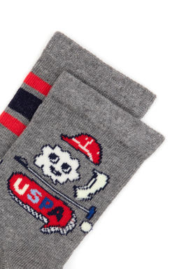 Erkek _ocuk Gri Melanj Soket _orap - U.s. polo assn фото 2