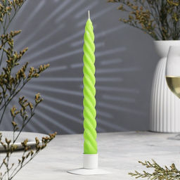 Цена за 2 шт. Свеча витая, 2.3×24.5 см, 5 ч, 50 г, зелёная