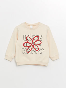 Bisiklet Yaka ?i?ekli K?z Bebek Sweatshirt ve Pantolon 2li Tak?m - Waikiki фото 2