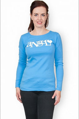 Кофта интерлок - пенье, принт Angel, голубой (213-4) - Плиона фото 2