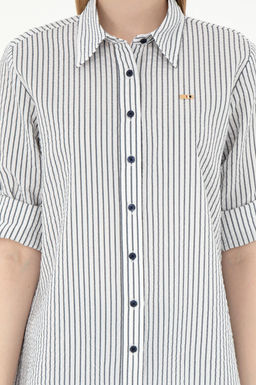 Женская темно-синяя рубашка в полоску с длинным рукавом Неожиданная скидка в корзине - U.s. polo assn фото 6