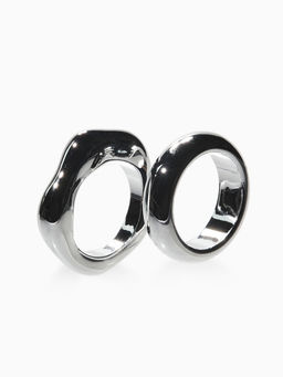 Цена за 2 шт. Кольцо пластик «Стиль», набор 2 шт. размер 17, цвет серебро