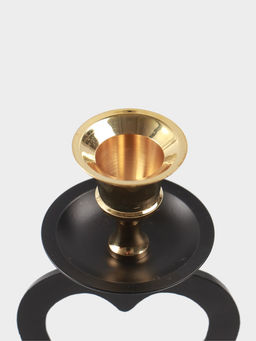 Подсвечник на 1 свечу, латунь, чёрный с золотом, 7?7.5?16.5 см