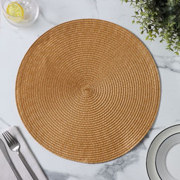 Цена за 2 шт. Салфетка сервировочная на стол Доляна «Лофт», d=38 см, песочная