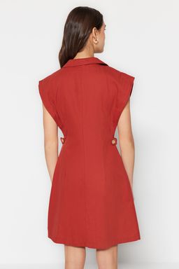 TRENDYOLMILLA Ekru Dugme Detayl? Gabardin Mini Dokuma Gomlek Elbise TWOSS22EL2970 фото 17