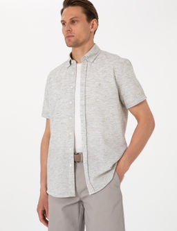 Рубашка Pierre Cardin Regular Fit хаки с льном