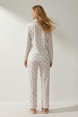 Beyaz-Sar? Cicekli Biyeli Fitilli Orme Pijama Tak?m? THMSS26PT00078 - Trendyolmilla фото 7