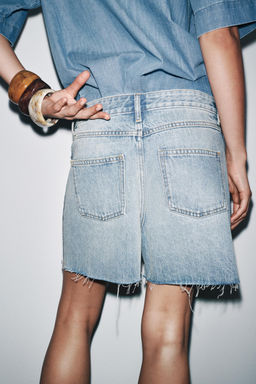 ZW COLLECTION MID-WAIST DENIM SHORTS - Zara фото 3