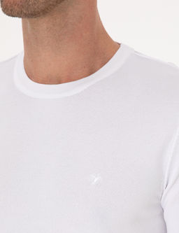 Beyaz Slim Fit Bisiklet Yaka Triko T-shirt
