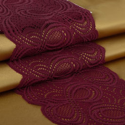 Кружевная эластичная ткань, 180 мм, 2.7±0.5 м, бордовая