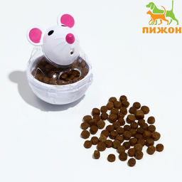 Игрушка-неваляшка Мышка с отсеком для лакомств (лакомства до 1 см), 4,7 х 6,5 см, белая