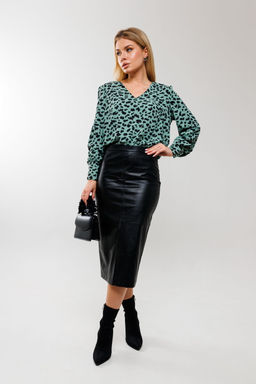 Блуза AmberA 1038-1 нефрит принт  фото 4
