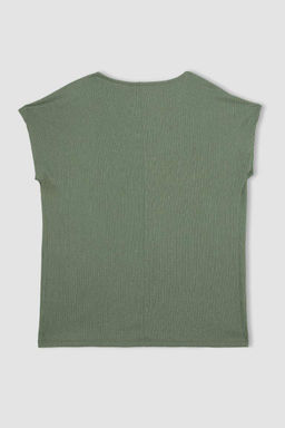 Футболка с короткими рукавами и V-образным вырезом - Defacto фото 10