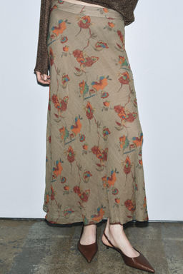 ZW COLLECTION WOOL FLORAL SKIRT - Zara фото 2