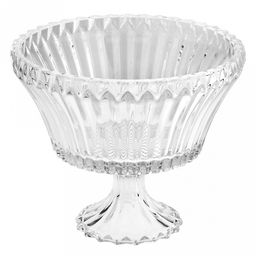 Конфетница стеклянная "Прага" 2,8л, д25см, h21см, внутренний д23см, основание д12см, на ножке, в коробке (Китай)