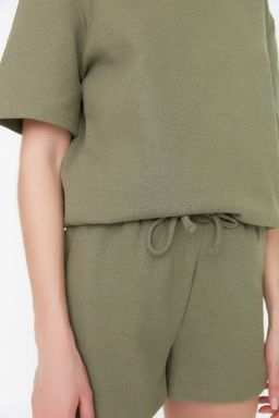 Trendyolmilla Siyah Waffle Kumas Sortlu Orme Pijama Tak?m? THMSS22PT0524  фото 12