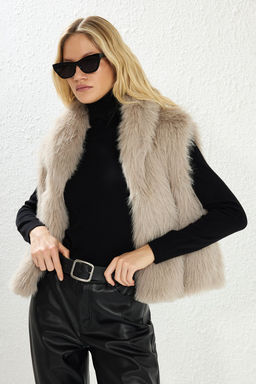 Trendyolmilla Vizon Regular Kal?p Kurk Yelek TWOAW25YE00108