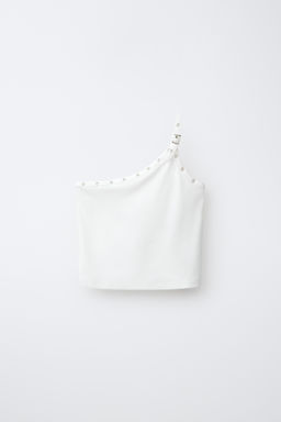 TOP ASIM?TRICO HEBILLAS / Blanco