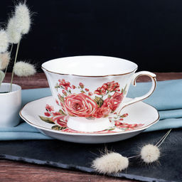 Чайный набор 2 предмета 250 мл на ножке / RS/12-FY163011P /уп 6/ уп 48/ Костяной фарфор / Чайная роза - Галеонтрейд фото 6